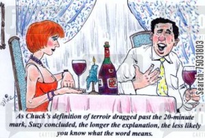 'As Chuck's definition of terroir dragged past the 20-minute mark, Suzy concluded, the longer the explanation, the less likely you know what the word means.'
