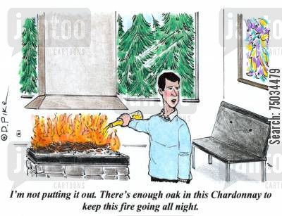 'I'm not putting it out. There's enough oak in this Chardonnay to keep this fire going all night.'